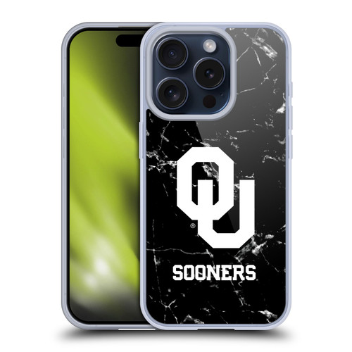 University of Oklahoma OU The University of Oklahoma Black And White Marble Soft Gel Case for Apple iPhone 15 Pro & MagSafe
