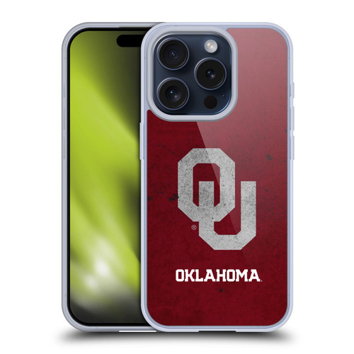 University of Oklahoma OU The University of Oklahoma Distressed Look Soft Gel Case for Apple iPhone 15 Pro