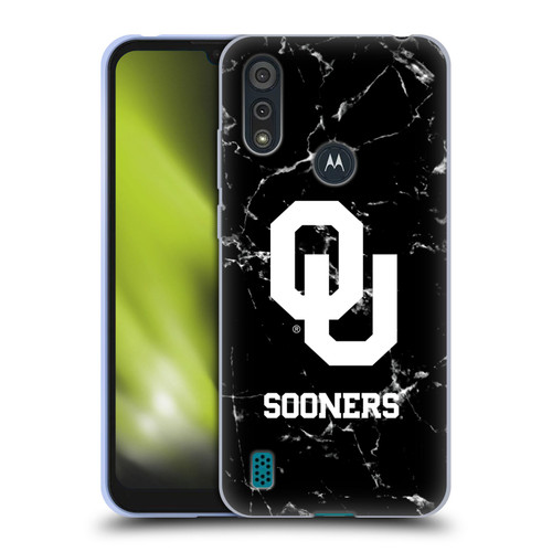 University of Oklahoma OU The University of Oklahoma Black And White Marble Soft Gel Case for Motorola Moto E6s (2020)