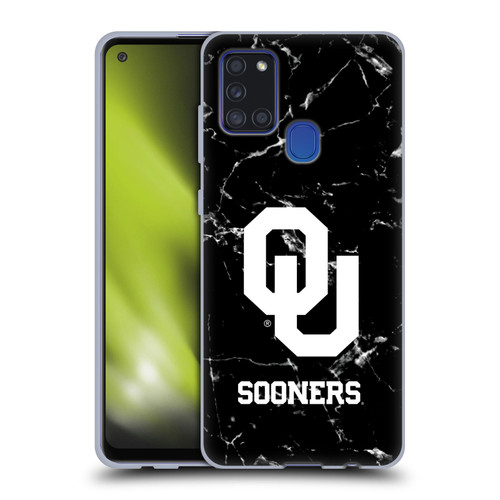 University of Oklahoma OU The University of Oklahoma Black And White Marble Soft Gel Case for Samsung Galaxy A21s (2020)