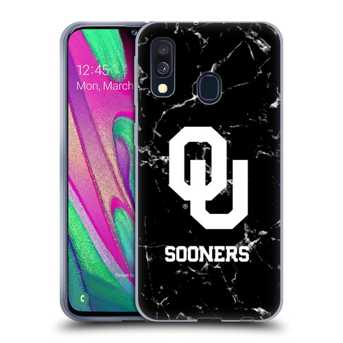 University of Oklahoma OU The University of Oklahoma Black And White Marble Soft Gel Case for Samsung Galaxy A40 (2019)