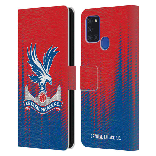Crystal Palace FC Crest Halftone Leather Book Wallet Case Cover For Samsung Galaxy A21s (2020)
