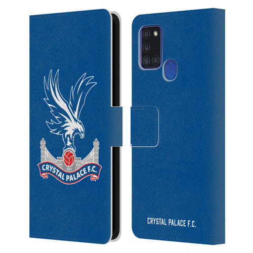 Crystal Palace FC Crest Plain Leather Book Wallet Case Cover For Samsung Galaxy A21s (2020)