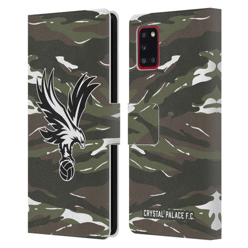 Crystal Palace FC Crest Woodland Camouflage Leather Book Wallet Case Cover For Samsung Galaxy A31 (2020)