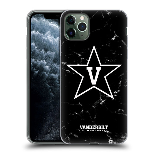 Vanderbilt University Vandy Vanderbilt University Black And White Marble Soft Gel Case for Apple iPhone 11 Pro Max