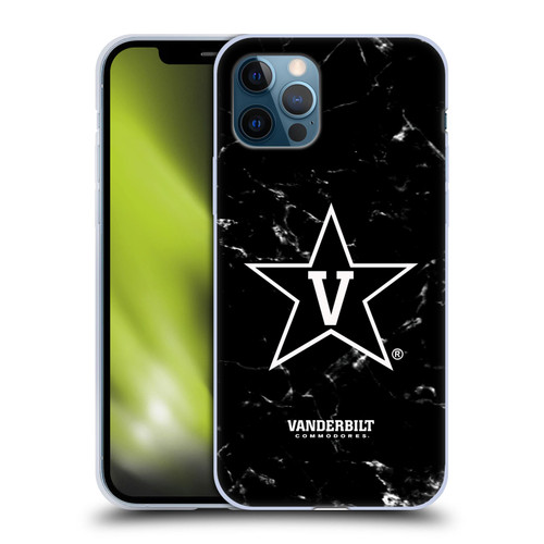 Vanderbilt University Vandy Vanderbilt University Black And White Marble Soft Gel Case for Apple iPhone 12 / iPhone 12 Pro
