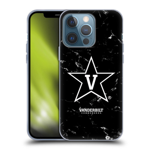 Vanderbilt University Vandy Vanderbilt University Black And White Marble Soft Gel Case for Apple iPhone 13 Pro