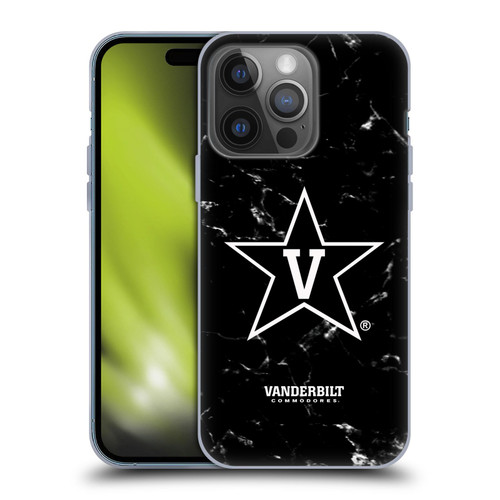 Vanderbilt University Vandy Vanderbilt University Black And White Marble Soft Gel Case for Apple iPhone 14 Pro