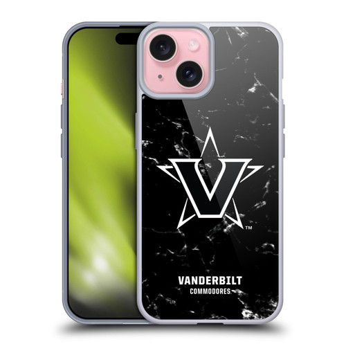 Vanderbilt University Vandy Vanderbilt University Black And White Marble Soft Gel Case for Apple iPhone 15
