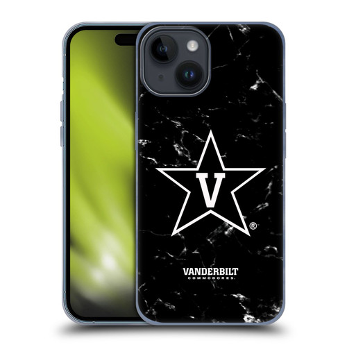 Vanderbilt University Vandy Vanderbilt University Black And White Marble Soft Gel Case for Apple iPhone 15