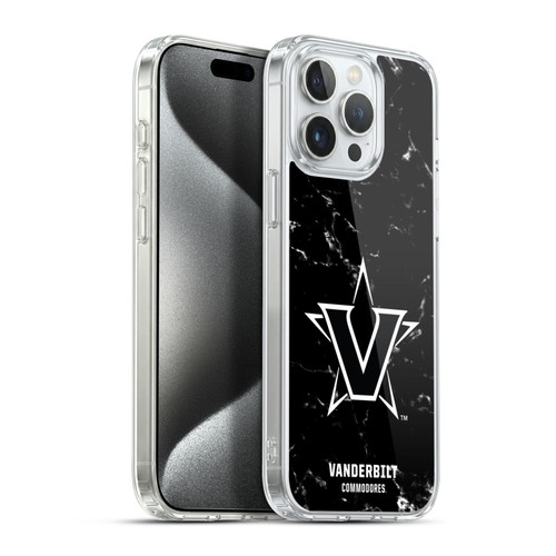 Vanderbilt University Vandy Vanderbilt University Black And White Marble Soft Gel Case for Apple iPhone 15 Pro Max & MagSafe