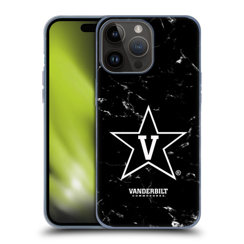 Vanderbilt University Vandy Vanderbilt University Black And White Marble Soft Gel Case for Apple iPhone 15 Pro Max