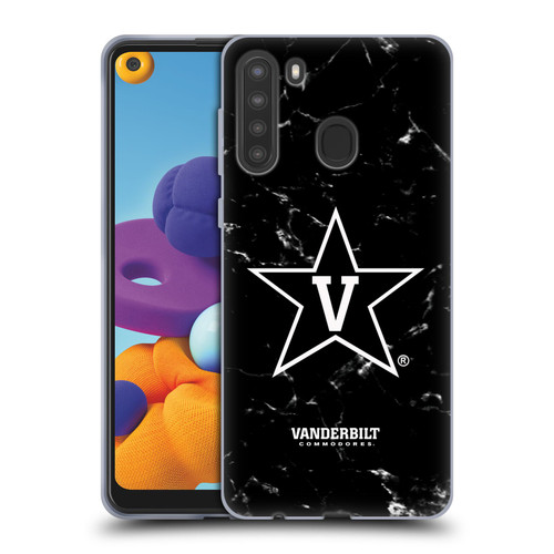Vanderbilt University Vandy Vanderbilt University Black And White Marble Soft Gel Case for Samsung Galaxy A21 (2020)