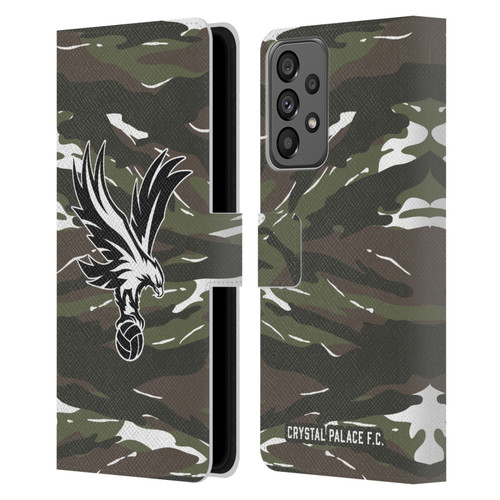 Crystal Palace FC Crest Woodland Camouflage Leather Book Wallet Case Cover For Samsung Galaxy A73 5G (2022)