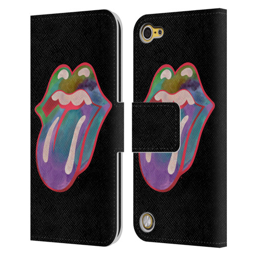 The Rolling Stones Graphics Watercolour Tongue Leather Book Wallet Case Cover For Apple iPod Touch 5G 5th Gen