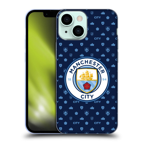 Manchester City Man City FC Patterns Dark Blue Soft Gel Case for Apple iPhone 13 Mini