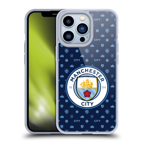 Manchester City Man City FC Patterns Dark Blue Soft Gel Case for Apple iPhone 13 Pro
