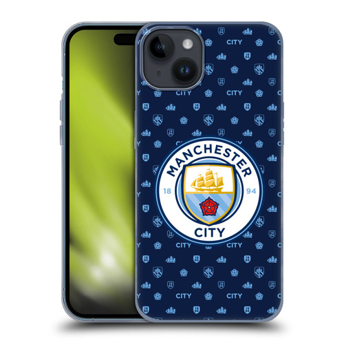 Manchester City Man City FC Patterns Dark Blue Soft Gel Case for Apple iPhone 15 Plus