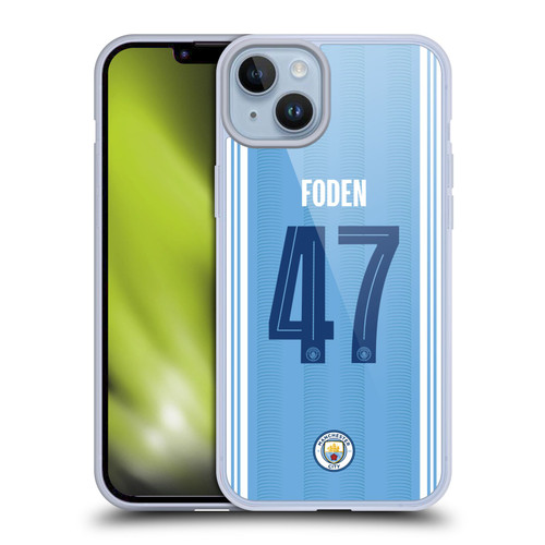 Manchester City Man City FC 2023/24 Players Home Kit Phil Foden Soft Gel Case for Apple iPhone 14 Plus