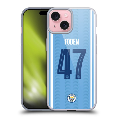 Manchester City Man City FC 2023/24 Players Home Kit Phil Foden Soft Gel Case for Apple iPhone 15