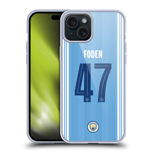 Manchester City Man City FC 2023/24 Players Home Kit Phil Foden Soft Gel Case for Apple iPhone 15 Plus