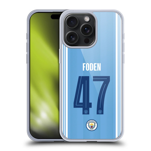 Manchester City Man City FC 2023/24 Players Home Kit Phil Foden Soft Gel Case for Apple iPhone 15 Pro Max