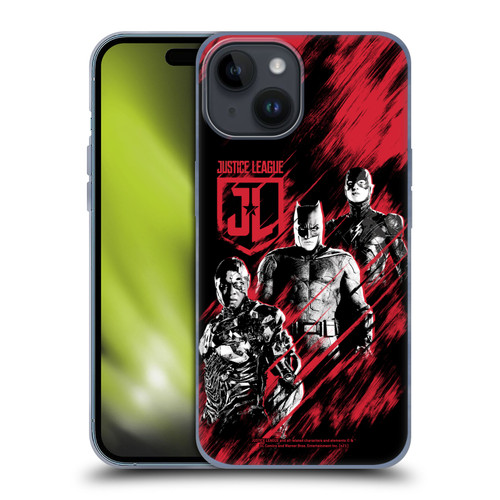 Zack Snyder's Justice League Snyder Cut Composed Art Cyborg, Batman, And Flash Soft Gel Case for Apple iPhone 15