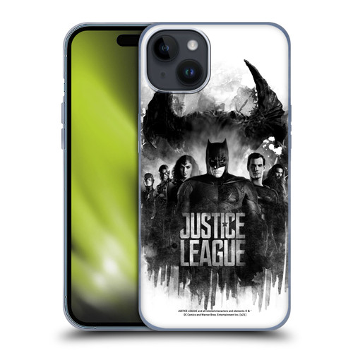 Zack Snyder's Justice League Snyder Cut Composed Art Group Watercolour Soft Gel Case for Apple iPhone 15 Plus