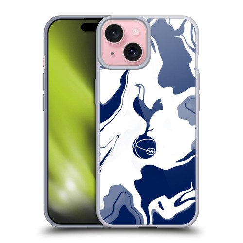 Tottenham Hotspur F.C. Badge Blue And White Marble Soft Gel Case for Apple iPhone 15