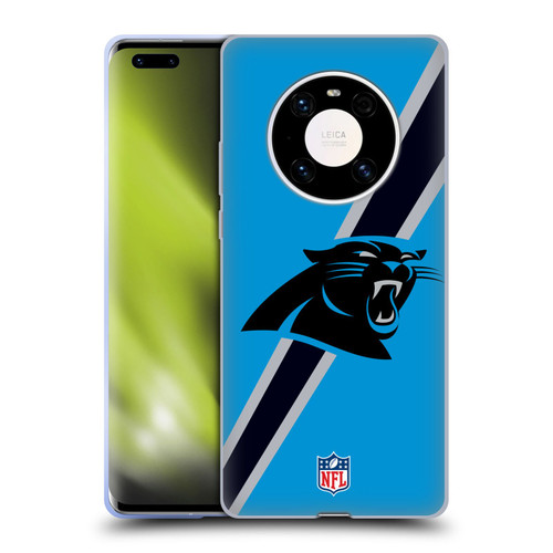 NFL Carolina Panthers Logo Stripes Soft Gel Case for Huawei Mate 40 Pro 5G