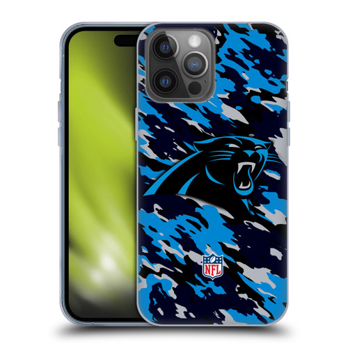 NFL Carolina Panthers Logo Camou Soft Gel Case for Apple iPhone 14 Pro Max