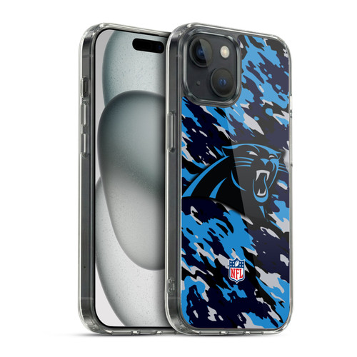 NFL Carolina Panthers Logo Camou Soft Gel Case for Apple iPhone 15 & MagSafe