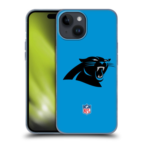 NFL Carolina Panthers Logo Plain Soft Gel Case for Apple iPhone 15