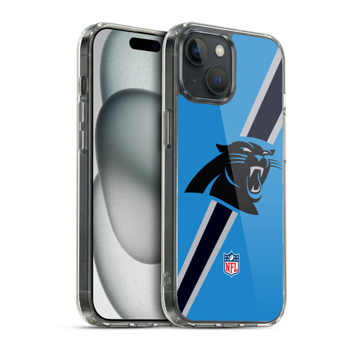 NFL Carolina Panthers Logo Stripes Soft Gel Case for Apple iPhone 15 & MagSafe
