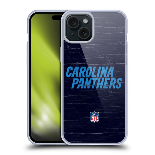 NFL Carolina Panthers Logo Distressed Look Soft Gel Case for Apple iPhone 15 Plus