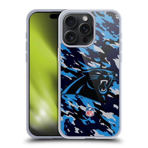 NFL Carolina Panthers Logo Camou Soft Gel Case for Apple iPhone 15 Pro Max