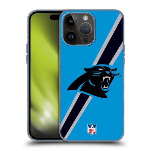 NFL Carolina Panthers Logo Stripes Soft Gel Case for Apple iPhone 15 Pro Max
