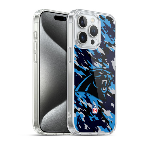 NFL Carolina Panthers Logo Camou Soft Gel Case for Apple iPhone 15 Pro & MagSafe