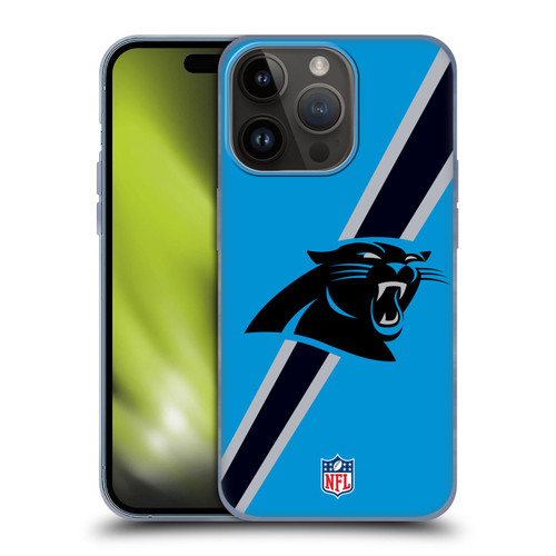 NFL Carolina Panthers Logo Stripes Soft Gel Case for Apple iPhone 15 Pro