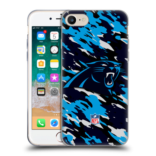 NFL Carolina Panthers Logo Camou Soft Gel Case for Apple iPhone 7 / 8 / SE 2020 & 2022