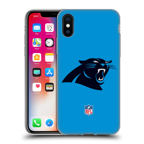 NFL Carolina Panthers Logo Plain Soft Gel Case for Apple iPhone X / iPhone XS