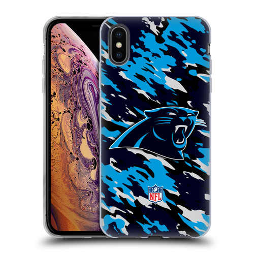 NFL Carolina Panthers Logo Camou Soft Gel Case for Apple iPhone XS Max