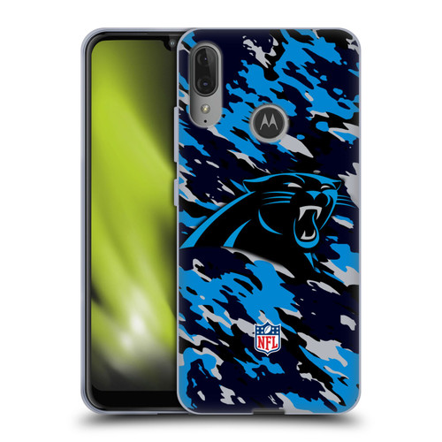 NFL Carolina Panthers Logo Camou Soft Gel Case for Motorola Moto E6 Plus