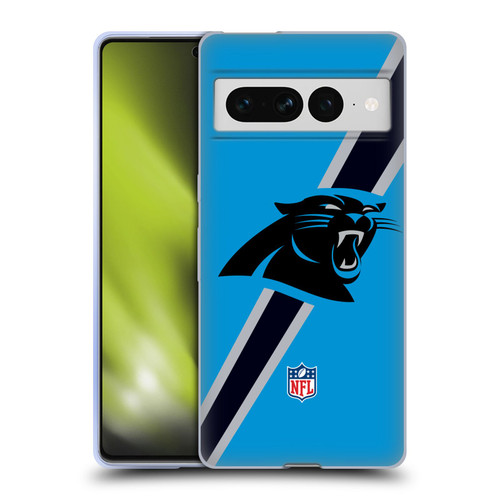 NFL Carolina Panthers Logo Stripes Soft Gel Case for Google Pixel 7 Pro