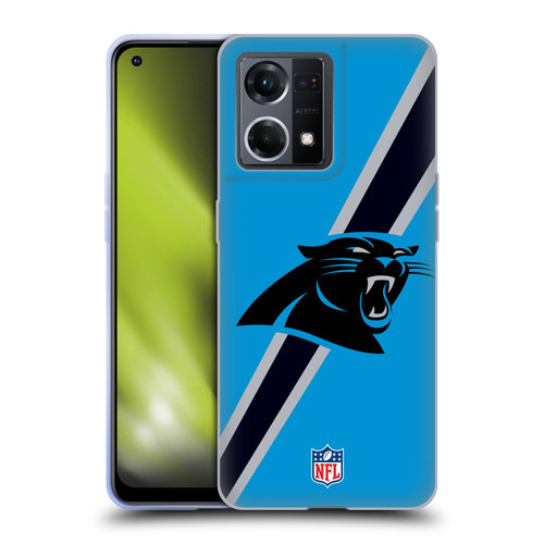 NFL Carolina Panthers Logo Stripes Soft Gel Case for OPPO Reno8 4G