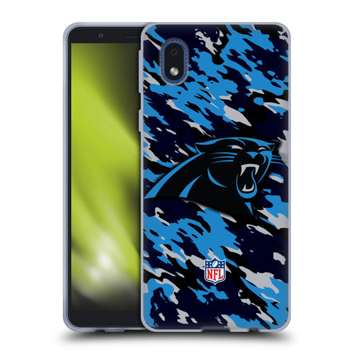 NFL Carolina Panthers Logo Camou Soft Gel Case for Samsung Galaxy A01 Core (2020)