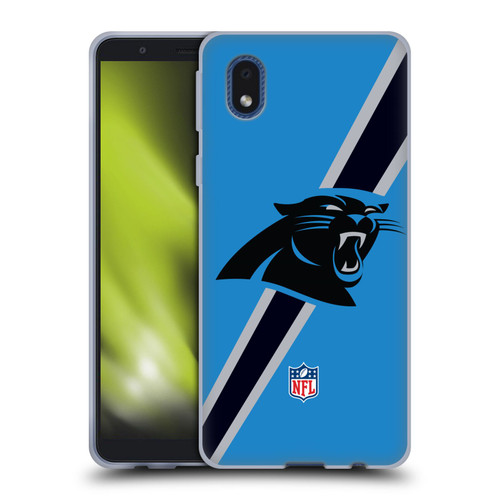 NFL Carolina Panthers Logo Stripes Soft Gel Case for Samsung Galaxy A01 Core (2020)