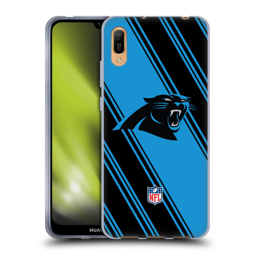NFL Carolina Panthers Artwork Stripes Soft Gel Case for Huawei Y6 Pro (2019)