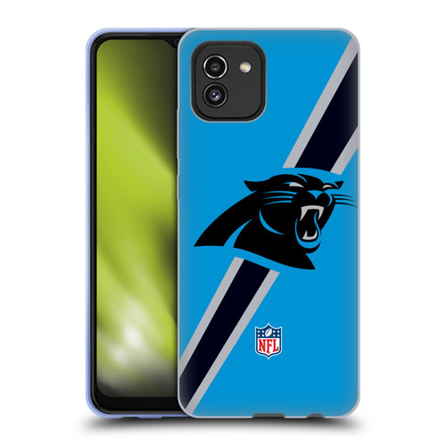 NFL Carolina Panthers Logo Stripes Soft Gel Case for Samsung Galaxy A03 (2021)