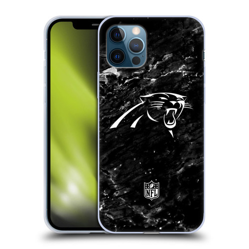 NFL Carolina Panthers Artwork Marble Soft Gel Case for Apple iPhone 12 / iPhone 12 Pro